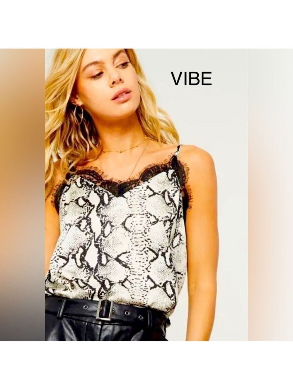 VIBE Sportswear Snakeskin&Lace Tank-size XL, adjustable straps, Silky Soft